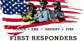 First responders standing together in uniform being honored for their service.